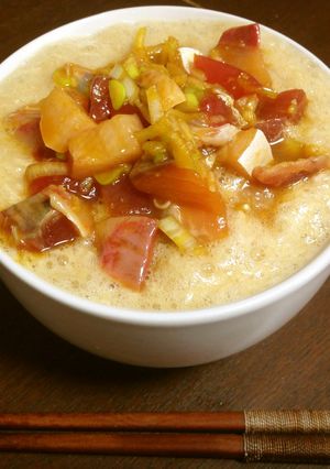 簡単♪卵1個でふわふわ濃厚！山かけ海鮮丼-レシピのメイン写真