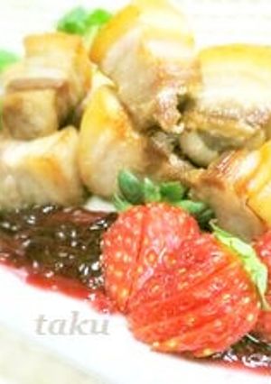 女子会に♡イチゴソースで食べる塩豚-レシピのメイン写真