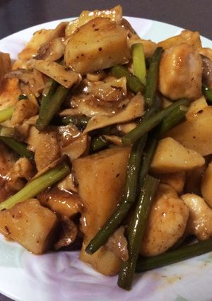 ニンニクの芽と鶏肉炒め-レシピのメイン写真