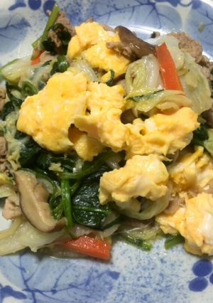色どりきれい☆白菜．ほうれん草．豚肉炒め-レシピのメイン写真