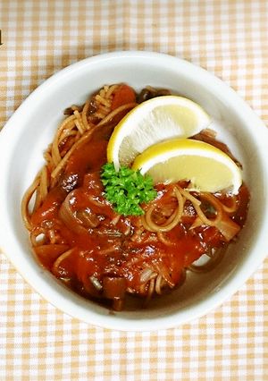 無塩料理☆トマトとセロリのナポリタン-レシピのメイン写真