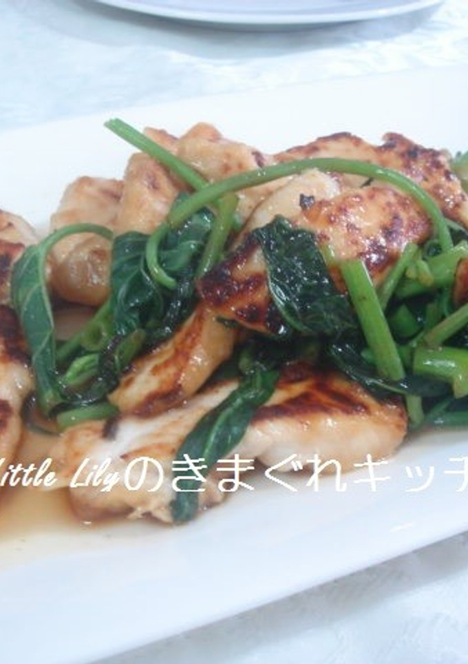 ささみと空芯菜のオイスター炒め-レシピのメイン写真