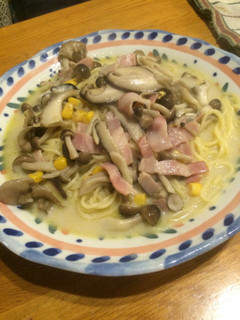 シチューの素で茸と牡蠣のスープパスタ-レシピのメイン写真
