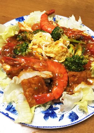 簡単！野菜と厚揚げチリソース。パーティ？-レシピのメイン写真