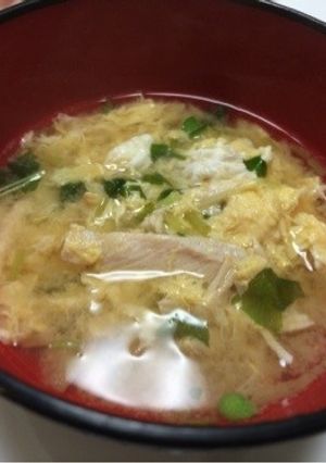 胸肉(ササミと卵のお味噌汁♡-レシピのメイン写真