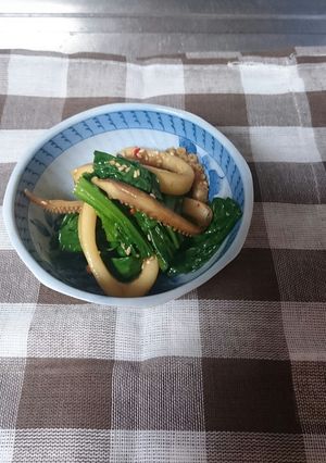 小松菜とイカの辛味合え-レシピのメイン写真