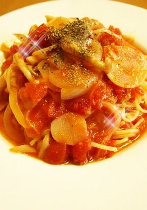 ブナしめじと無臭にんにくのトマトパスタ-レシピのメイン写真