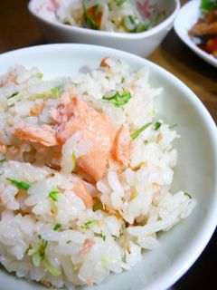 鮭とミズナの炊き込みご飯-レシピのメイン写真