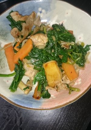☆ほうれん草と豚肉のガリバタ醤油炒め☆-レシピのメイン写真