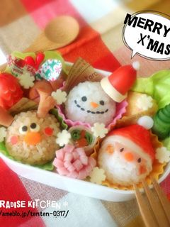 キャラ弁*簡単♪クリスマストリオ弁当-レシピのメイン写真