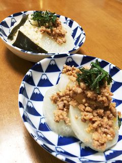 ピリ辛肉味噌ふろふき大根とついでにおかゆ-レシピのメイン写真