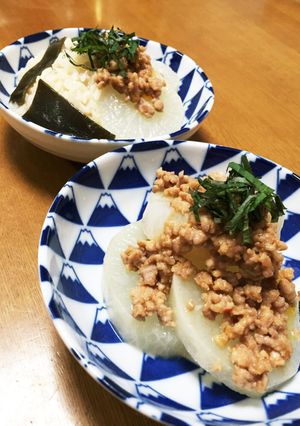 ピリ辛肉味噌ふろふき大根とついでにおかゆ-レシピのメイン写真