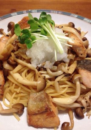 鮭ときのこの大根おろしのせパスタ-レシピのメイン写真