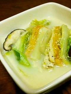 優しい味の♥白菜と油揚げの豆乳スープ-レシピのメイン写真
