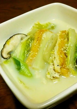 優しい味の♥白菜と油揚げの豆乳スープ-レシピのメイン写真