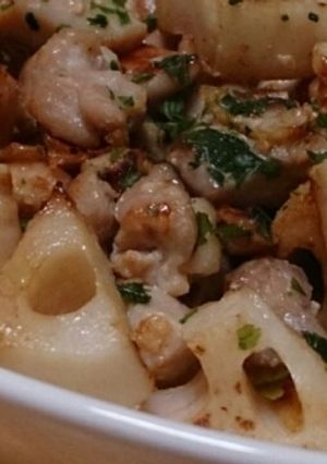 鶏肉とれんこんのﾌﾗｲﾊﾟﾝおかず ♬*-レシピのメイン写真