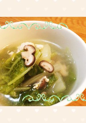 残った白菜で、鶏ひき肉の簡単スープ-レシピのメイン写真