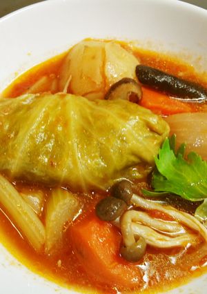 ロールキャベツ　根菜とにぎやかスープ-レシピのメイン写真