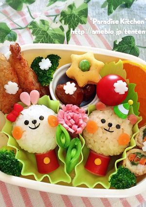 キャラ弁＊簡単♪クリスマスアニマル弁当-レシピのメイン写真