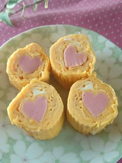 キャラ弁お弁当に★魚ニソのハートの卵焼き-レシピのメイン写真