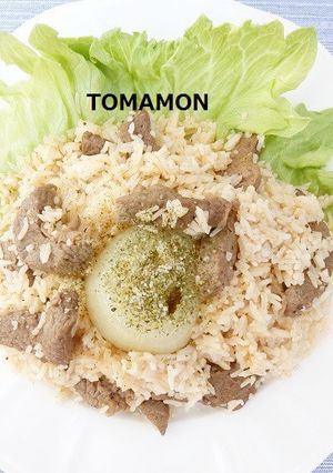 時短簡単✿まるごと玉ねぎ牛肉ラー油飯✿-レシピのメイン写真