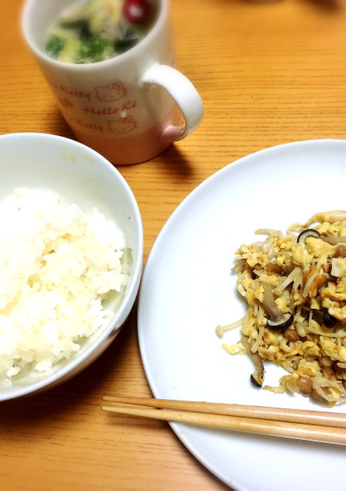 きのこたっぷり納豆卵とじ-レシピのメイン写真