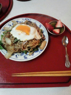 ノンオイル焼きそば(エビ、マッシュルーム-レシピのメイン写真