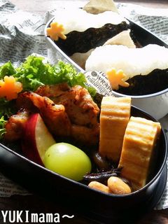お弁当に豚の生姜焼き~ハートのおにぎり~-レシピのメイン写真