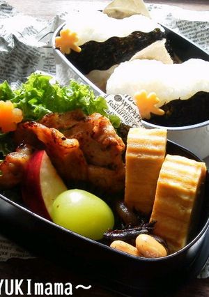 お弁当に豚の生姜焼き～ハートのおにぎり～-レシピのメイン写真