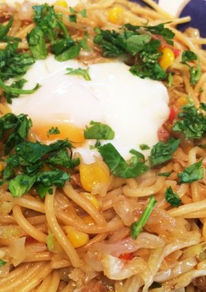 野菜たっぷり醤油バターDEペペロンチーノ-レシピのメイン写真