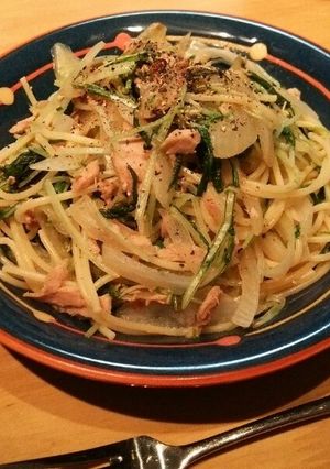 水菜とツナのあっさりパスタ-レシピのメイン写真