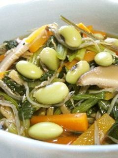 枝豆入り♪しらすと小松菜の煮びたし-レシピのメイン写真