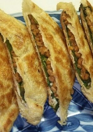 油揚げの梅しそ納豆はさみ焼き-レシピのメイン写真