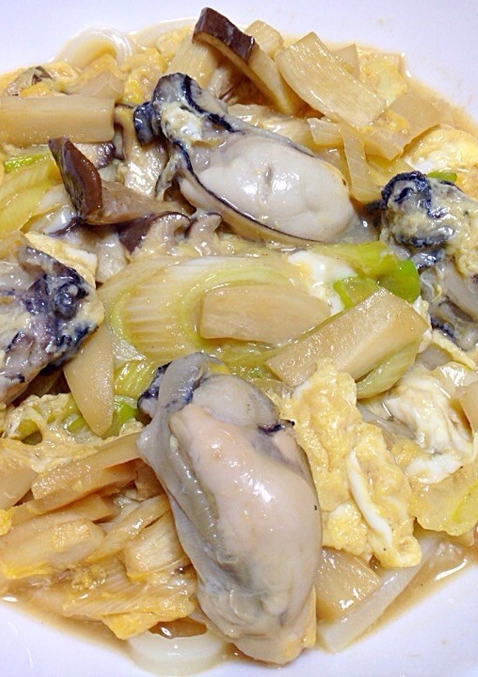 冷凍牡蠣で♪簡単卵とじうどん-レシピのメイン写真