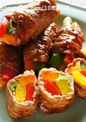 お弁当に♡ピーマンとパプリカの牛肉巻-レシピのメイン写真