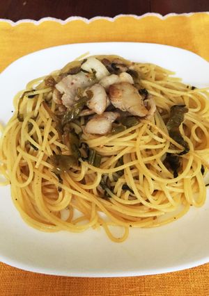 簡単！和風！豚バラ肉と高菜のパスタ！-レシピのメイン写真