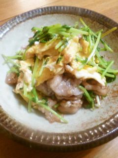 豆苗と豚肉の玉子炒め♪-レシピのメイン写真