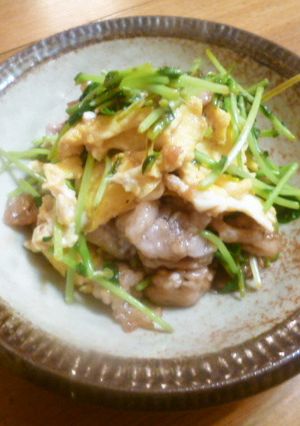 豆苗と豚肉の玉子炒め♪-レシピのメイン写真