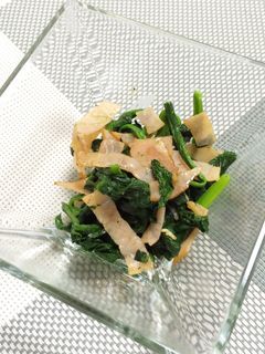 ほうれん草&ハム(ベーコン)バター炒め-レシピのメイン写真