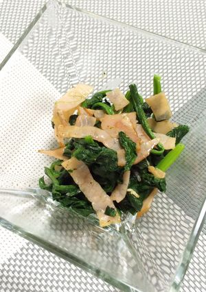 ほうれん草&ハム(ベーコン)バター炒め-レシピのメイン写真