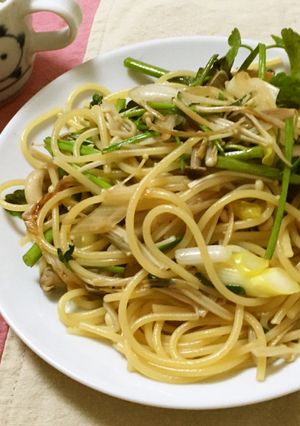 曲がりネギの和風パスタ-レシピのメイン写真