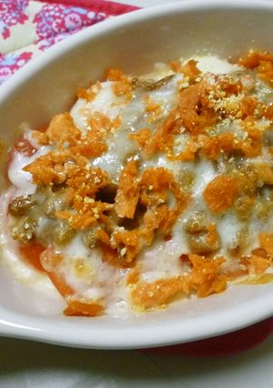 トマト＆納豆の鮭フレークのせチーズ焼き♪-レシピのメイン写真