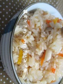 鶏皮ときのこの炊き込みご飯-レシピのメイン写真