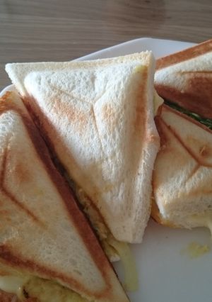チーズ、ツナ、カレー、ホットサンド-レシピのメイン写真