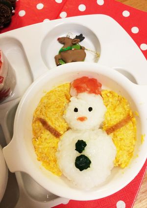 離乳食で簡単クリスマス☆雪だるまのお粥-レシピのメイン写真