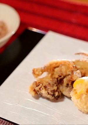 牛タマネギのかき揚げと玉子天-レシピのメイン写真