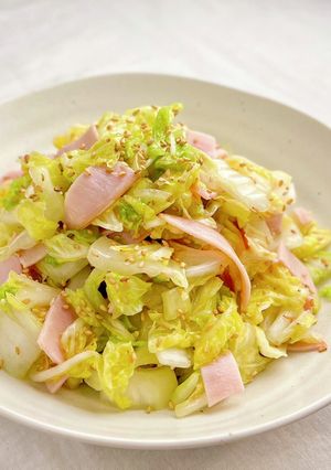 【楽めし】白菜とハムの胡麻レモンサラダ-レシピのメイン写真
