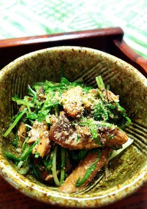簡単、缶詰アレンジ！鰯と水菜の白だし炒め-レシピのメイン写真