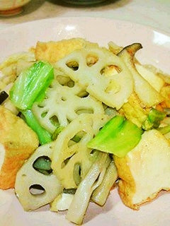 蓮根・厚揚げ・キャベツのオリーブ油炒め-レシピのメイン写真
