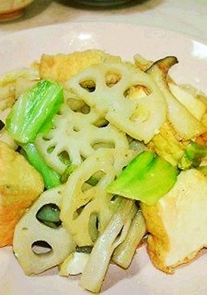 蓮根・厚揚げ・キャベツのオリーブ油炒め-レシピのメイン写真